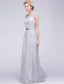 Robe De Soirée Paillettes 2016 Ramasser Dentelle Paillettes Robe Dos Nu Argenté Décolleté Avec Des Feuilles De Métal Ceinture