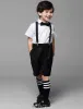 Boys White Shirt With Black Pants Childrens Suits 4 Sets