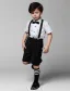 Boys White Shirt With Black Pants Childrens Suits 4 Sets