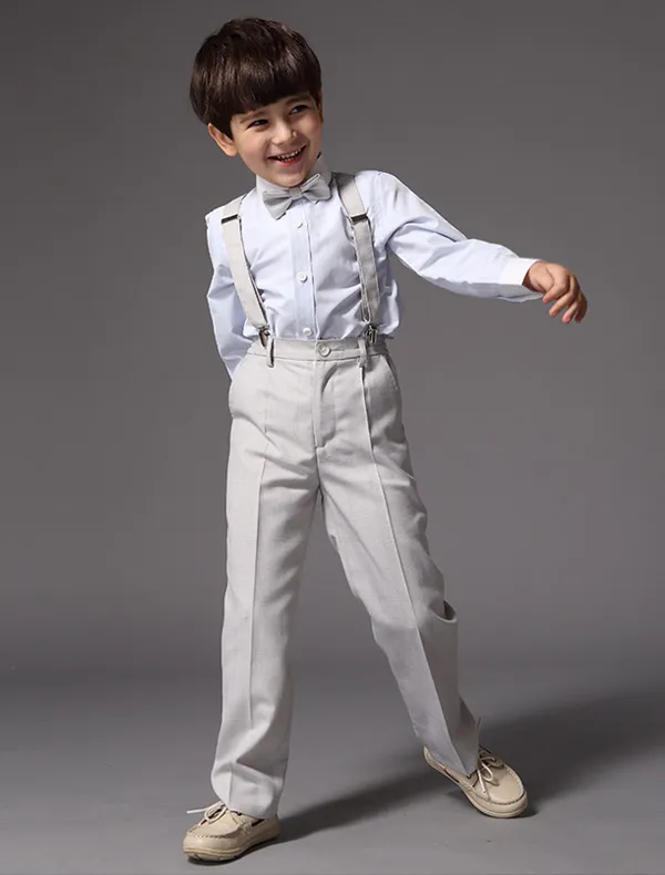 Boys Shirt With Grey Pants Children's Suits 4 Sets