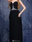 Elegant Svart Selskabskjoler 2016 A-linje Kjæreste Beading Krystall Rusket Chiffon Lang Kjole