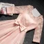 Vakker Rosa Festkjoler Kort Blondekjole Med Bowknot Sash