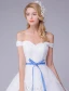 Elegant Wedding Dresses 2016 Off The Shoulder Applique Lace Ball Gown Wedding Dress With Blue Sash