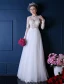 Beautiful Wedding Dress 2016 A-line Applique Lace White Organza Wedding Dress