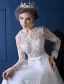 Beautiful Wedding Dress 2016 A-line Applique Lace White Organza Wedding Dress