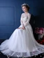 Beautiful Wedding Dress 2016 A-line Applique Lace White Organza Wedding Dress