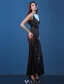 Robe De Soirée Transparentes Sexy 2016 Sirène Profonde Applique Col V Dentelle Cristal Robe De Soirée En Tulle Noir