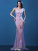 Sexy Spitze Abendkleider 2016 Meerjungfrau Tiefem V-ausschnitt-spitze Tüll Rückenfrei Abendkleid