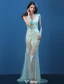Sexy Lace Evening Dresses 2016 Mermaid Deep V-neck Applique Lace Tulle Backless Evening Dress