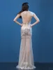 Prickelnde Sexy Abendkleider 2016 Meerjungfrau Tiefem V-ausschnitt Ärmellos Sicken Kristall Strass Kleid