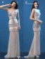 Sparkly Sexy Evening Dresses 2016 Mermaid Deep V-neck Sleeveless Beading Crystal Rhinestones Dress