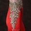 Sexy Red Evening Dresses 2016 Mermaid Square Neckline Beading Rhinestone Gold Lace Formal Dress