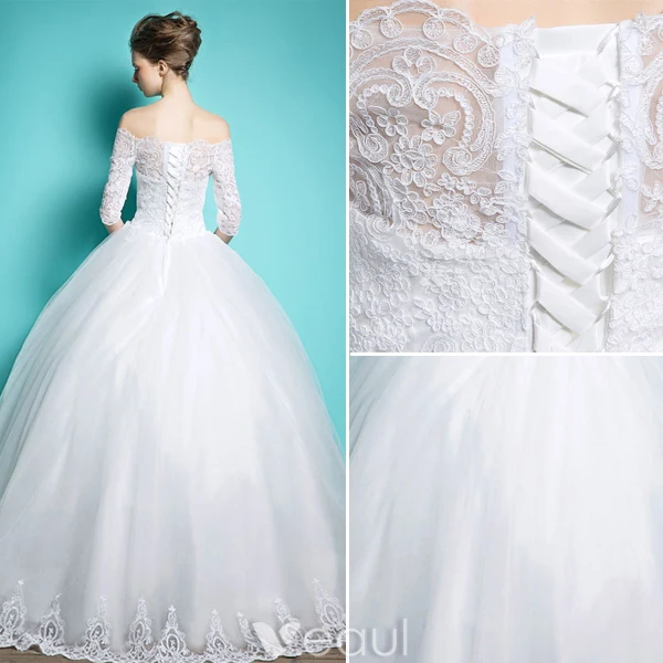 Elegante Brautkleider 2016 Ballkleid Weg Von Der Schulter-spitze Rückenfrei Brautkleid