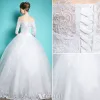 Elegant Wedding Dresses 2016 Ball Gown Off The Shoulder Applique Lace Backless Bridal Gown
