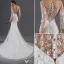 Sexy Brautkleider 2016 Seejungfrau Applikation Blumen Pailletten Weißen Tüll Rückenfrei Brautkleid Mit Abdeckknopf