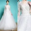 Robe De Mariée Élégantes 2016 Robe De Bal V-cou Dentelle Appliques Perles Paillettes Robe De Mariée Manches 3/4