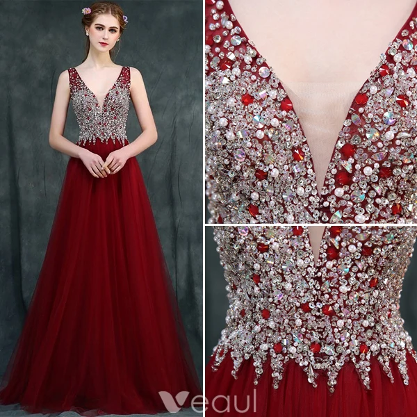 open lace back dress Long Formal Evening Prom Dress main image 1