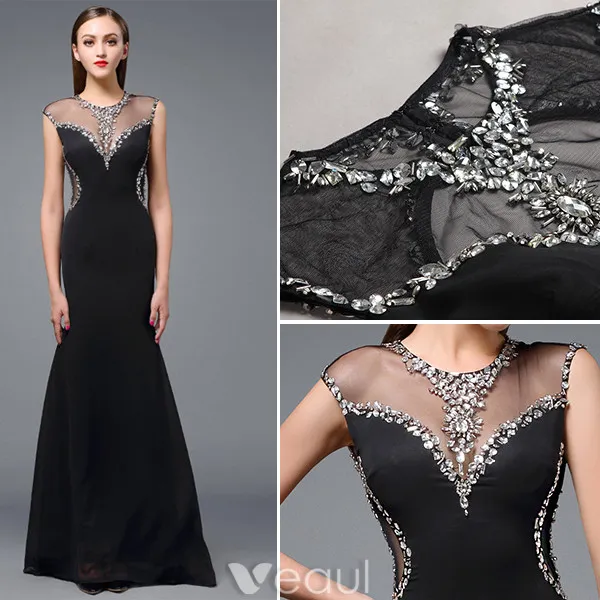 Beautiful Evening Dress 2016 Mermaid Scoop Neckline Beading Crystals ...