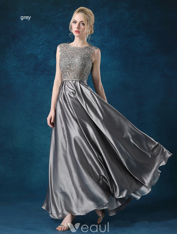 Elegantes Sleeveless Abendkleider 2016 A-line Rundhalsausschnitt spitze Rüsche Satin Langen Abendkleid Mit Schleife-schärpe