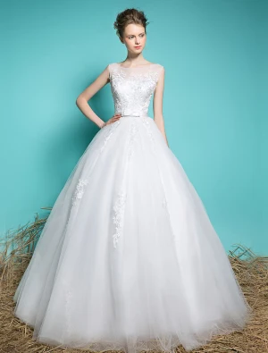 Spring Wedding Dresses 2016 Beautiful Square Neck Applique Lace Backless Ball Gown Bridal Dress