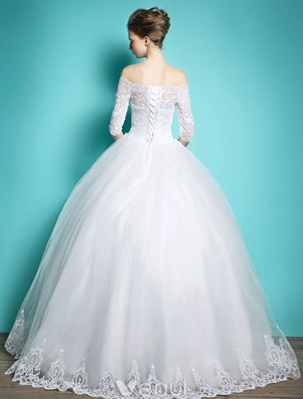 Elegante Brautkleider 2016 Ballkleid Weg Von Der Schulter-spitze Rückenfrei Brautkleid