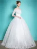 Elegant Wedding Dresses 2016 Ball Gown Off The Shoulder Applique Lace Backless Bridal Gown