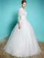 Robe De Mariée Élégantes 2016 Robe De Bal V-cou Dentelle Appliques Perles Paillettes Robe De Mariée Manches 3/4