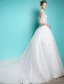 Elegant Pincess Wedding Dresses 2016 A-line High Neck Beading Sequins Applique Lace Bridal Gown With Long Tailing