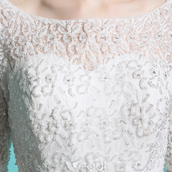 Billige Brautkleider 2016 Elegante Quadratische Ausschnitt Sicken Pailletten 1/2 Ärmel Weißen Rüsche Tulle Ballkleid Mit Schärpe