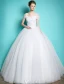 Princess Suknie Ślubne 2016 Suknia Balowa Rękawy Serek Wzburzyć Tiulu Backless Sukni Ślubnej
