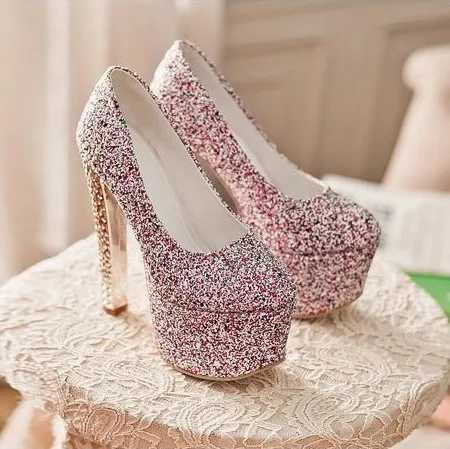 Sparkly Red Pumps With Platform 6 Inch Glitter High Heel Prom Shoes