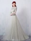 Glamorous Evening Dresses 2016 A-line Square Neckline Beading Lace Grey Tulle Backless Evening Dress