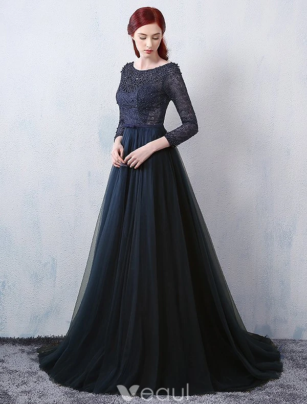 Glamorous Evening Dresses 2016 A-line Square Neckline Beading Lace Grey Tulle Backless Evening Dress
