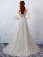 Robe De Soirée Glamour 2016 Une Ligne Perlage Conception Percée De Robe Dos Nu En Dentelle Grise En Tulle