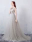 Robe De Soirée Glamour 2016 Une Ligne Perlage Conception Percée De Robe Dos Nu En Dentelle Grise En Tulle