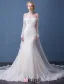 Elegant Wedding Dresses 2016 Mermaid Off The Shoulder Tassel Neckline Champagne Lace Bridal Dress With Long Sleeves