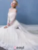 Elegant Wedding Dresses 2016 Mermaid Off The Shoulder Tassel Neckline Champagne Lace Bridal Dress With Long Sleeves