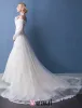 Elegant Wedding Dresses 2016 Mermaid Off The Shoulder Tassel Neckline Champagne Lace Bridal Dress With Long Sleeves