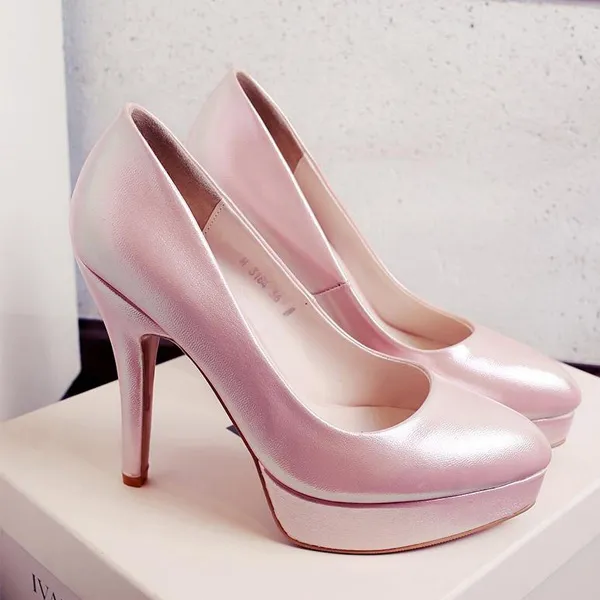 Chic Pink Pumps With Stiletto Heels Patent Leather High Heels Discoloration Womens Shoes