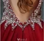 Sparkly Prom Dresses 2016 A-line V-neck Beading Crystal Rhinestone And Pearl Backless Burgundy Dress