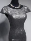 Sparkly Selskapskjoler 2016 Havfrue Scoop Hals Cap Sleeves Sølv Paljett Ryggløse Aftenkjole