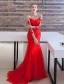 Glamorous Evening Dresses 2016 Mermaid Scoop Neckline Applique Lace Backless Evening Dress With Sweep Train