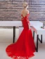 Glamorous Evening Dresses 2016 Mermaid Scoop Neckline Applique Lace Backless Evening Dress With Sweep Train