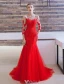 Glamorous Evening Dresses 2016 Mermaid Scoop Neckline Applique Lace Backless Evening Dress With Sweep Train