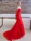 Glamorous Evening Dresses 2016 Mermaid Scoop Neckline Applique Lace Backless Evening Dress With Sweep Train