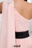 Beautiful Pink Evening Dress One Shoulder Long Formal Dress With Flower Sash