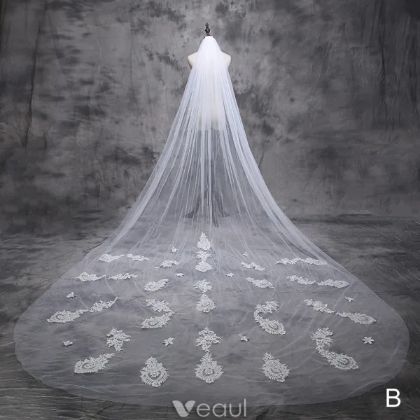 8 Styles Wedding Veils 2016 Beautiful Applique Lace 3 M Train 3 M Tailing Long Bridal Veil