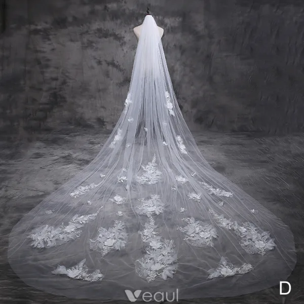 8 Styles Wedding Veils 2016 Beautiful Applique Lace 3 M Train 3 M Tailing Long Bridal Veil