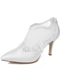 Chic Spitze Brautschuhe  Stilettfersen Weiße Hochzeitschuhe