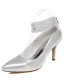 Sparkly Silver Bridal Shoes Stiletto Heels Wedding Shoes Glitter Pumps With Ankle Strap